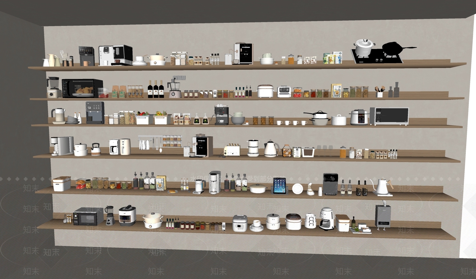 现代简约厨房用品3D模型下载【ID:1234001385】