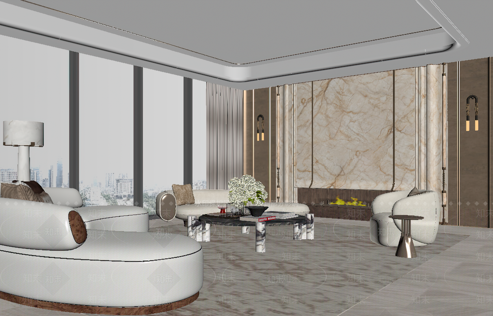 轻奢横厅3D模型下载【ID:1234001513】