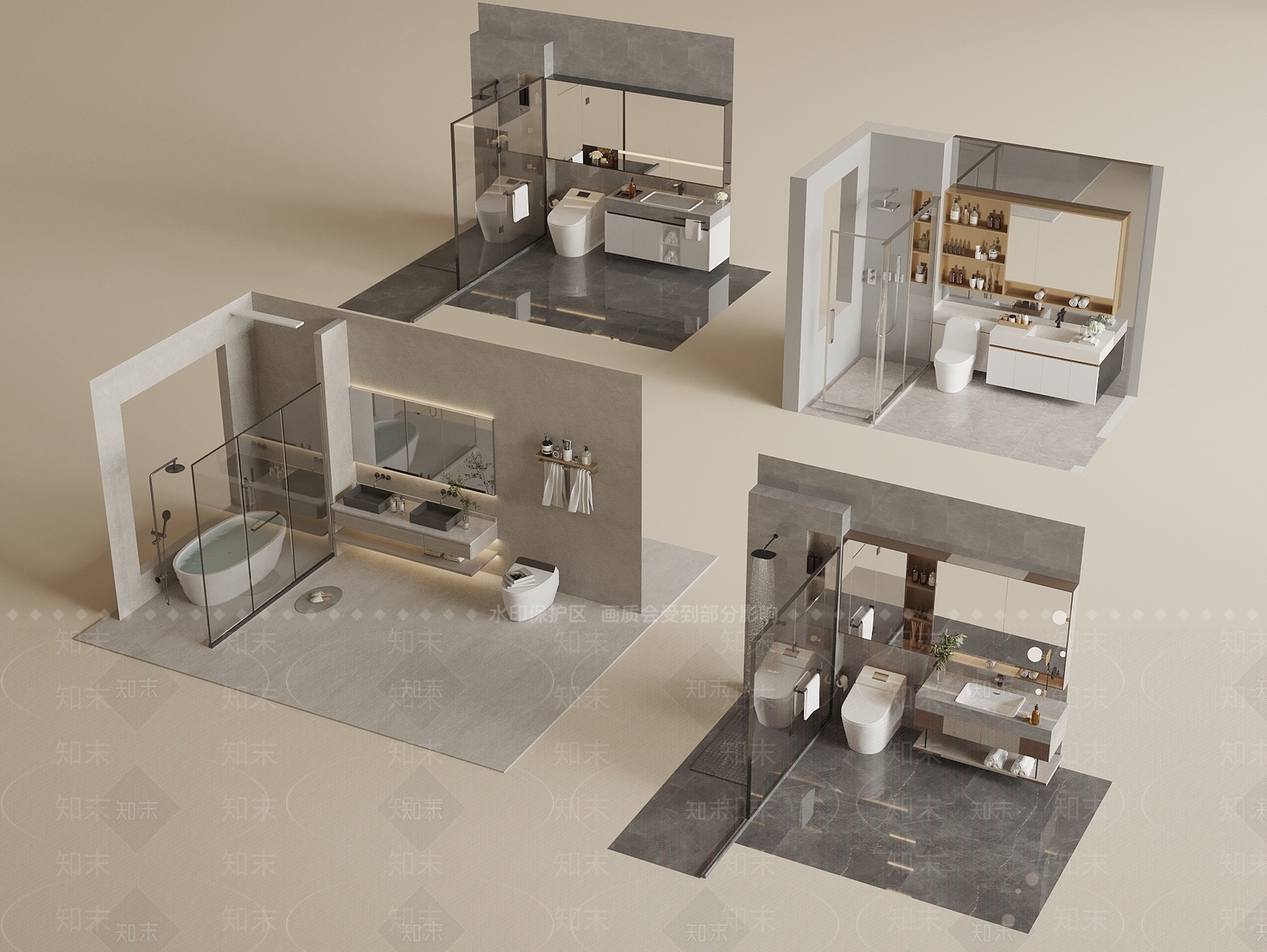 现代简约卫生间3D模型下载【ID:1234001886】