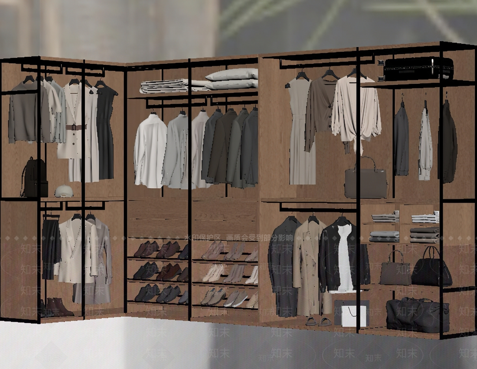 原木风衣柜3D模型下载【ID:1234002744】