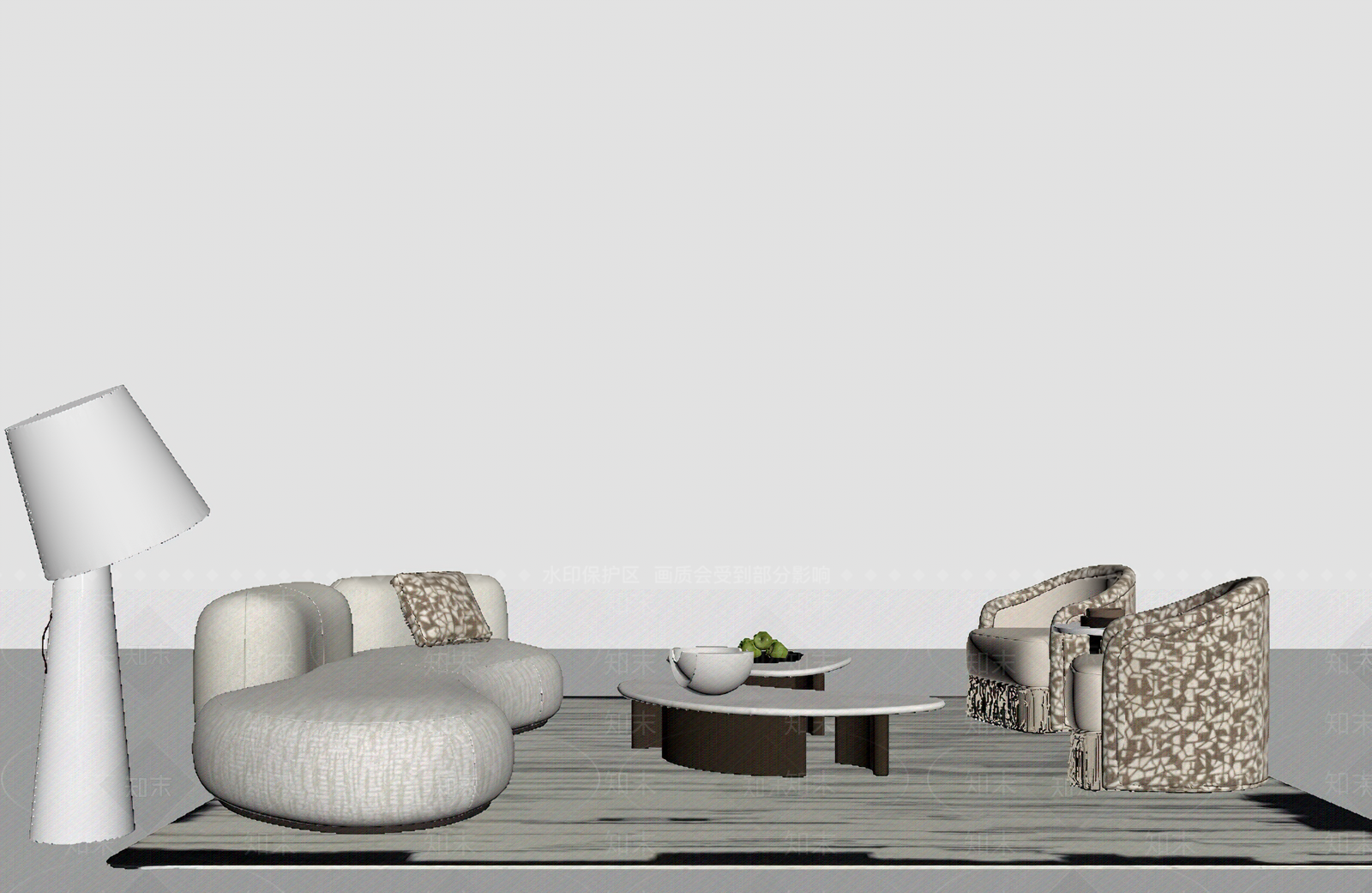 奶油风沙发组合3D模型下载【ID:1234002598】