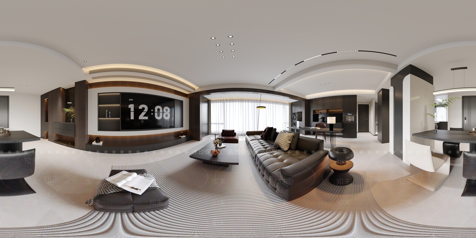 意式极简大平层客餐厅3D模型下载【ID:1234003024】