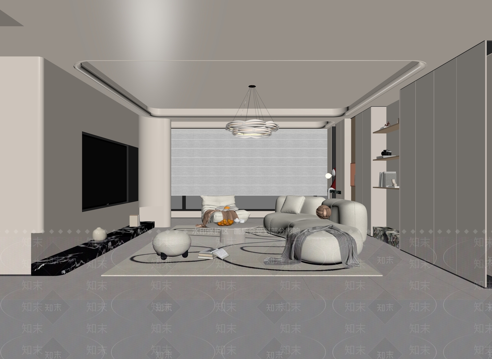 奶油风家居客厅3D模型下载【ID:1234002905】