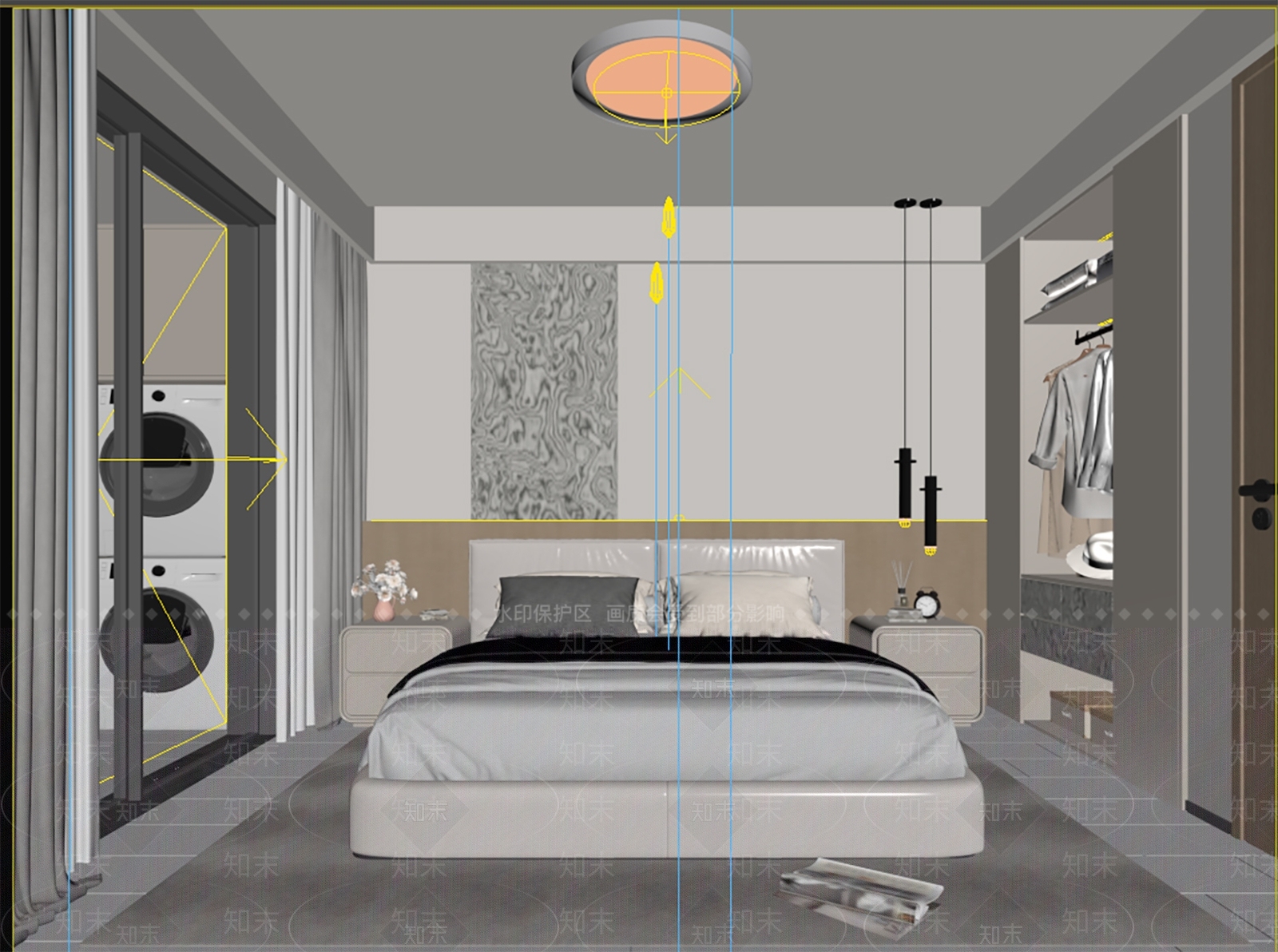 现代简约主卧3D模型下载【ID:1234003185】