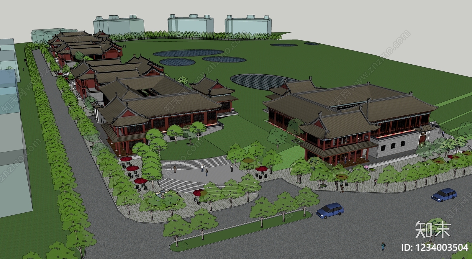 中式古建古建筑SU模型下载【ID:1234003504】