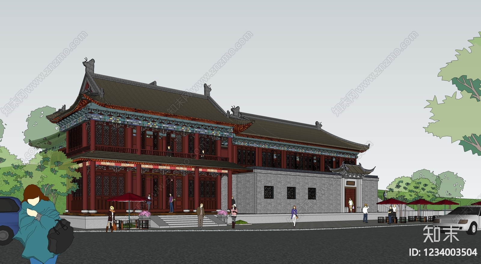 中式古建古建筑SU模型下载【ID:1234003504】