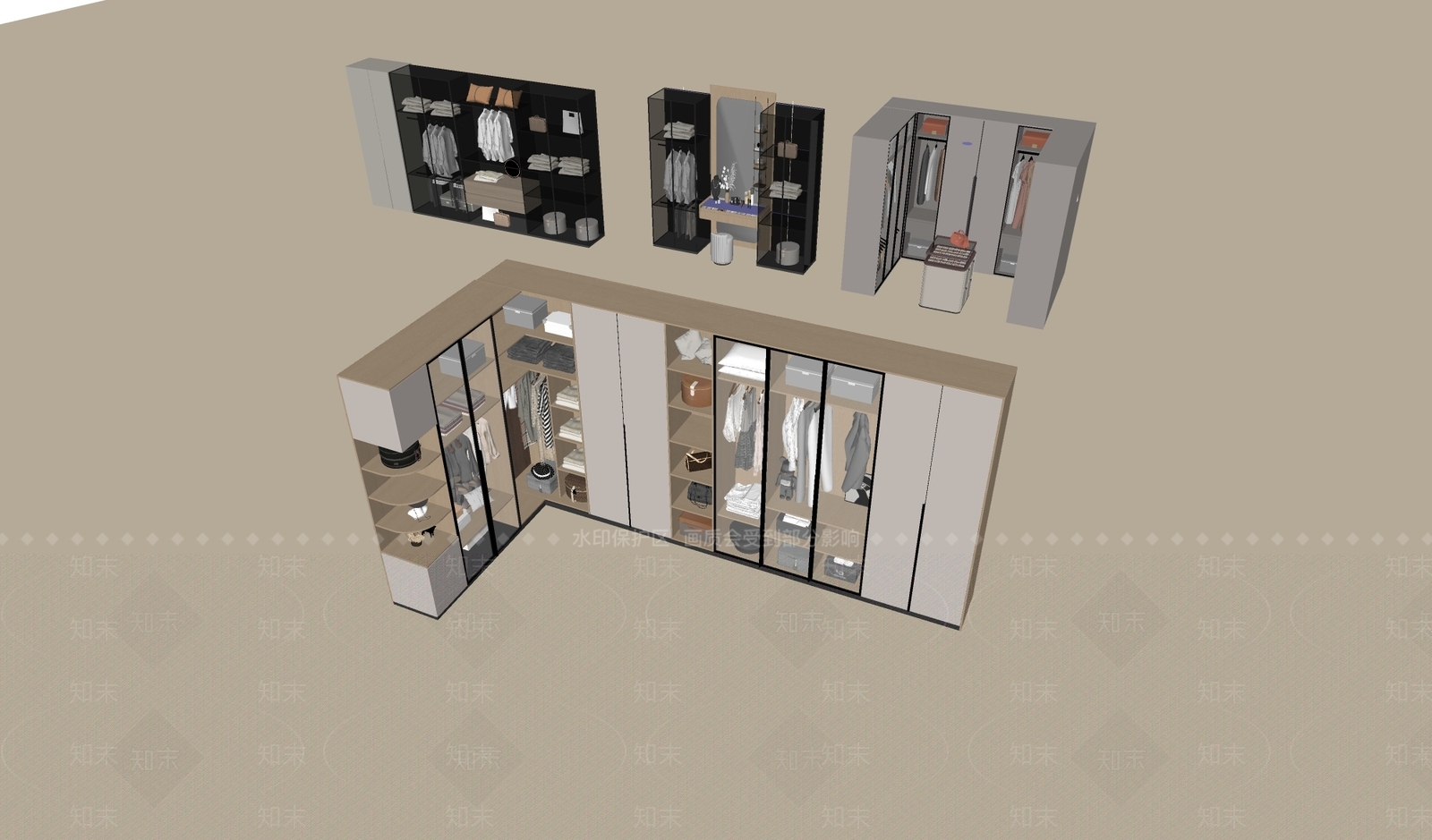 意式极简衣帽间3D模型下载【ID:1234005637】