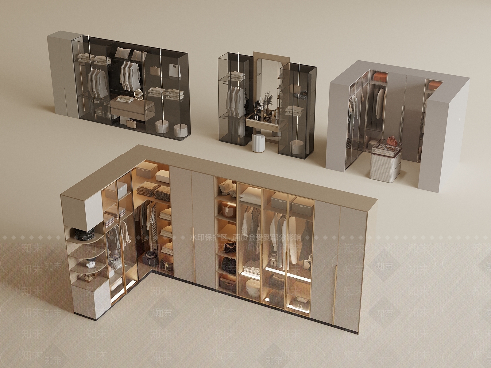 意式极简衣帽间3D模型下载【ID:1234005637】