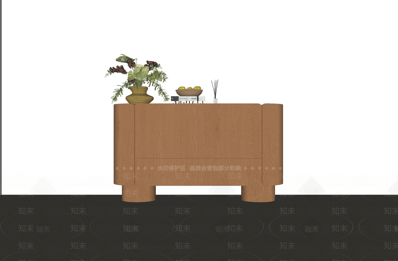 原木风餐边柜SU模型下载【ID:1234005224】