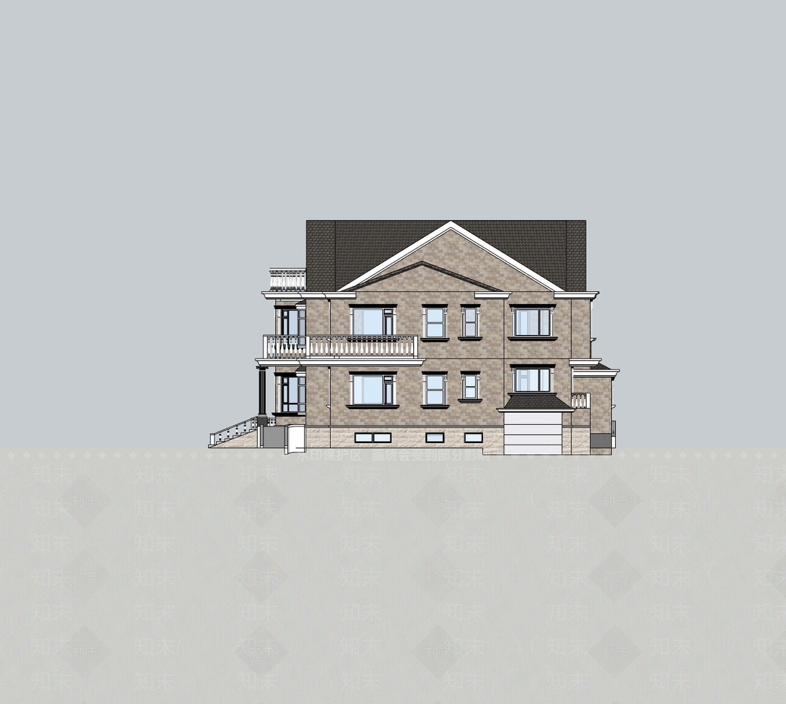 美式独栋别墅SU模型下载【ID:1234005602】