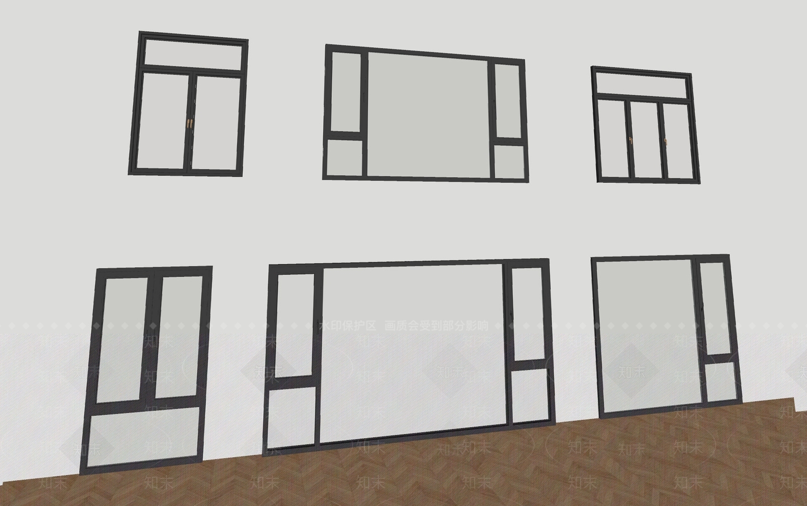 现代简约平开窗SU模型下载【ID:1234005837】