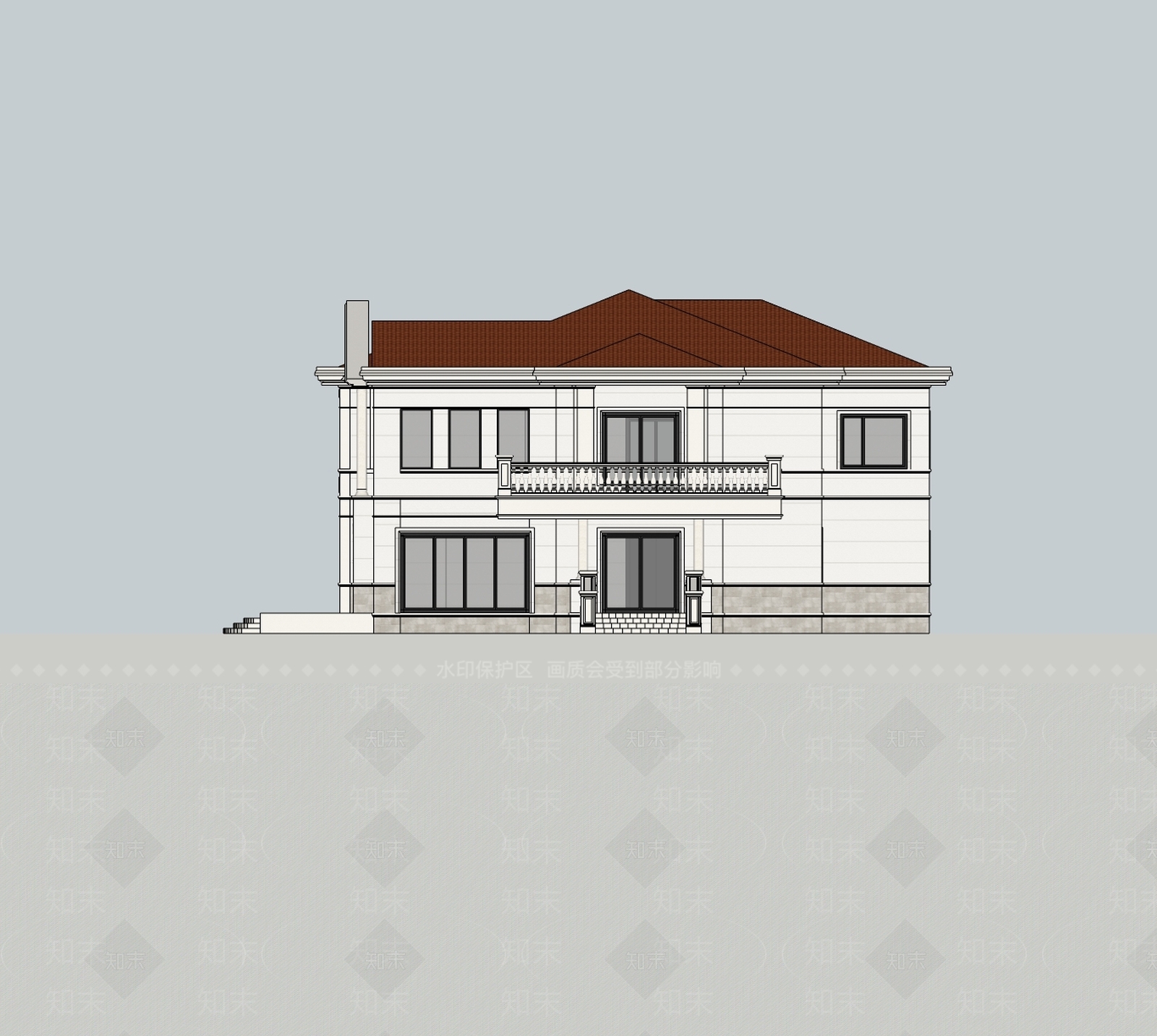 欧式独栋别墅SU模型下载【ID:1234006597】