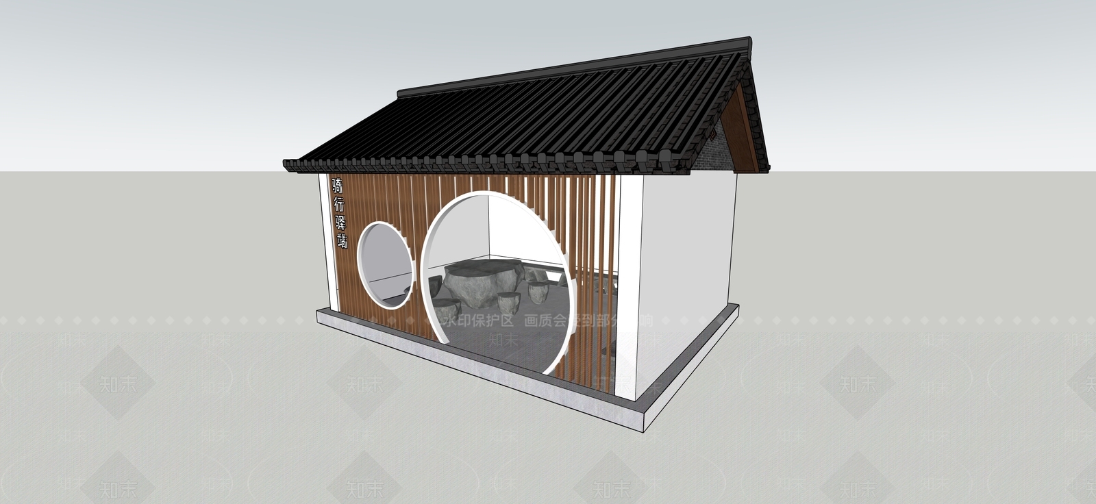 新中式小公建SU模型下载【ID:1234009087】