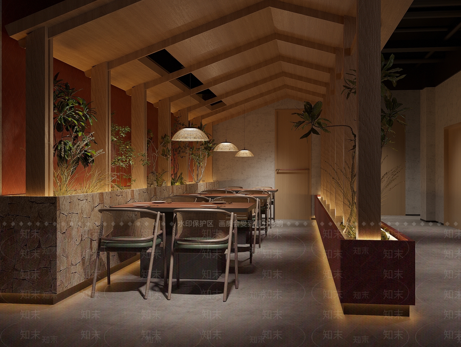 新中式中餐厅3D模型下载【ID:1234009217】