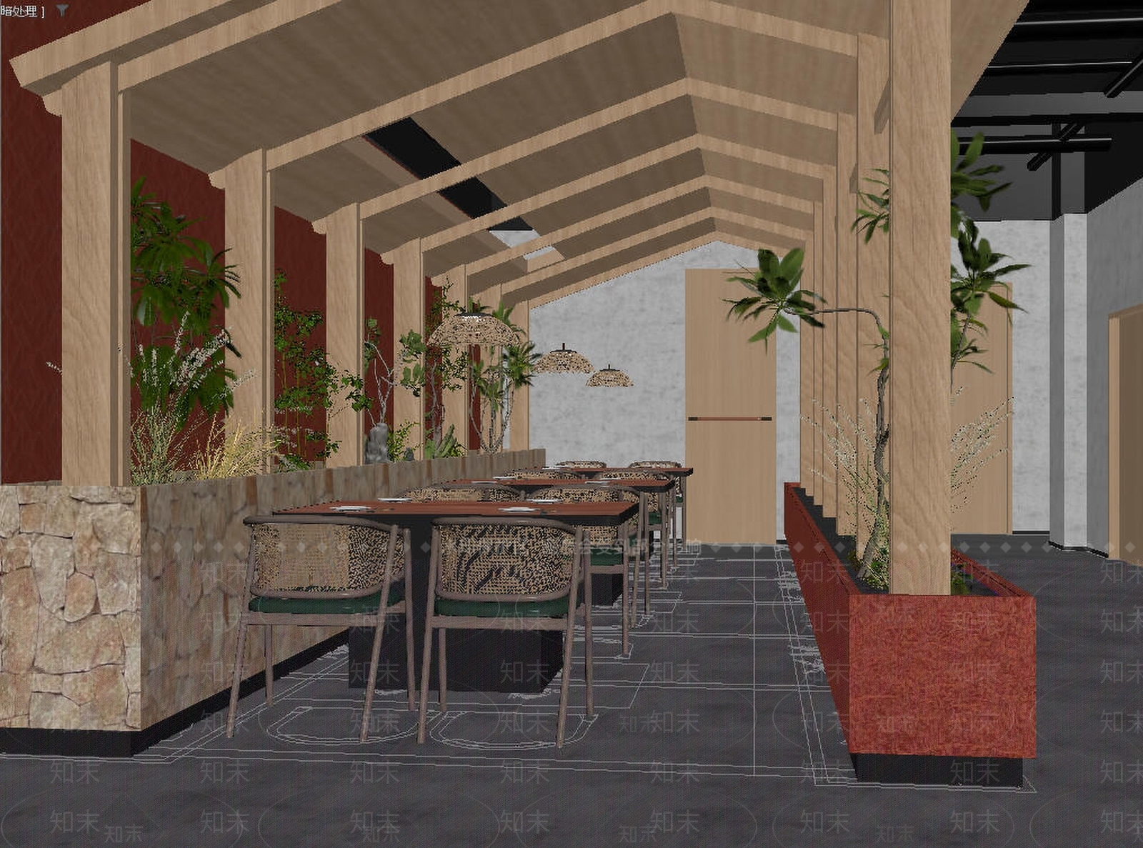 新中式中餐厅3D模型下载【ID:1234009217】