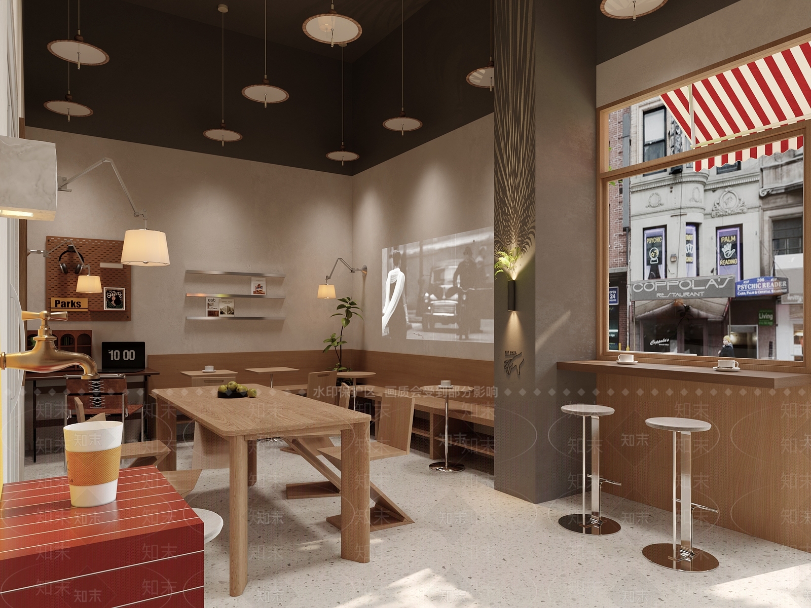原木风咖啡厅3D模型下载【ID:1234009335】