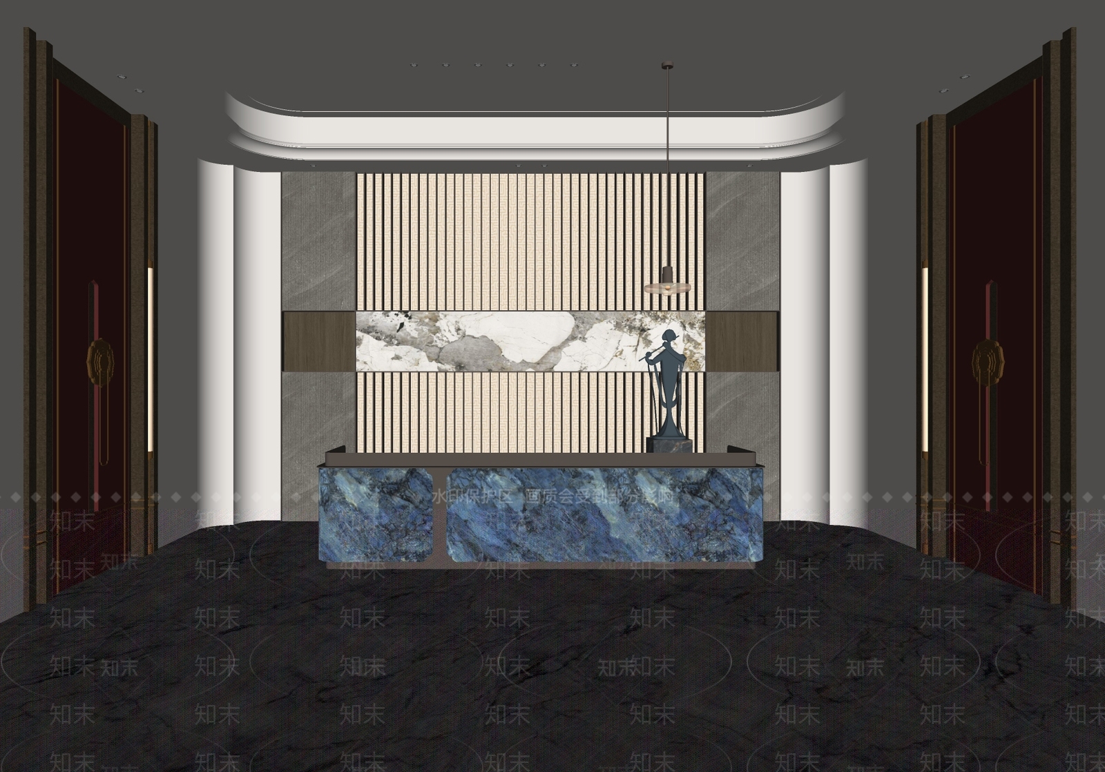 新中式酒店大堂SU模型下载【ID:1234011068】