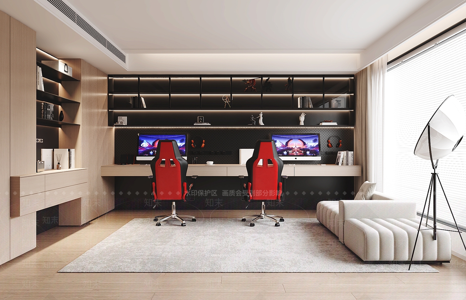 现代简约书房3D模型下载【ID:1234011763】