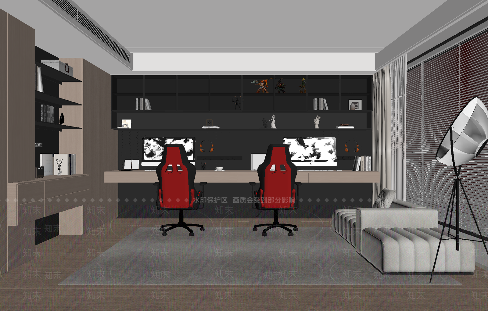 现代简约书房3D模型下载【ID:1234011763】