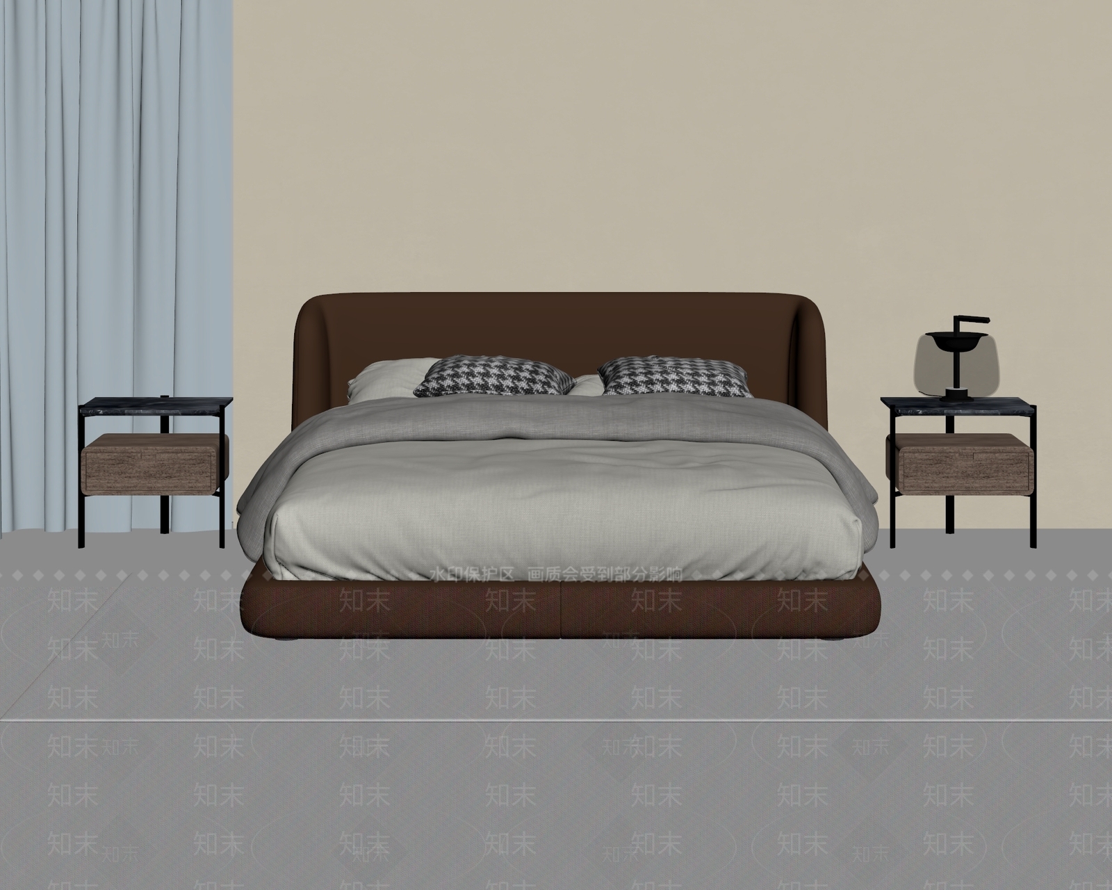 意式极简双人床3D模型下载【ID:1234011928】
