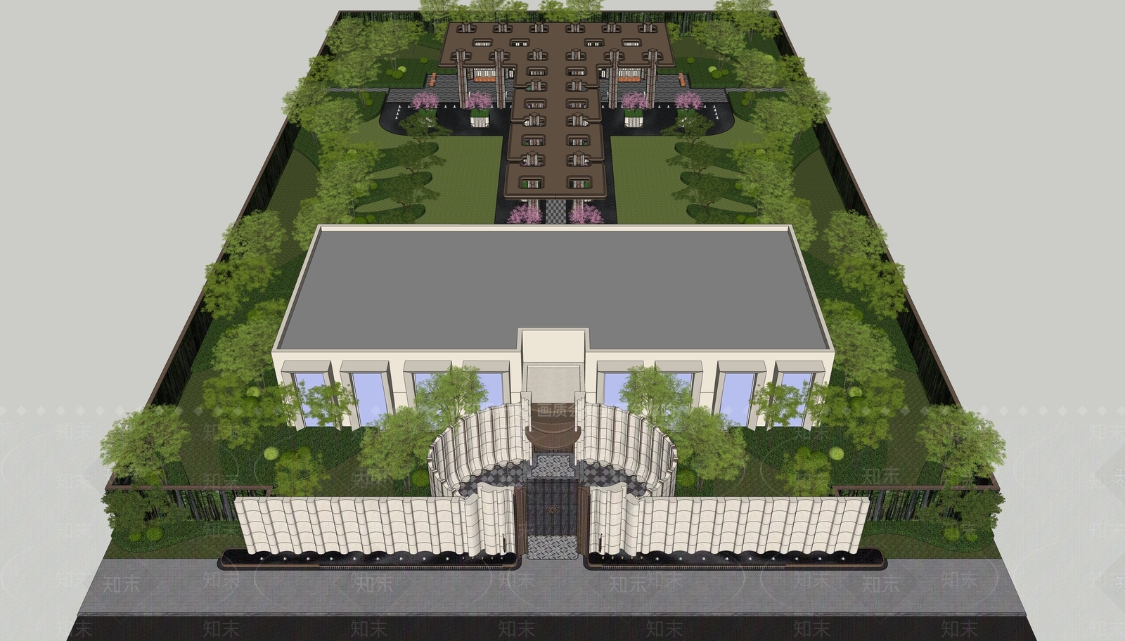 现代主义小区景观SU模型下载【ID:1234017093】
