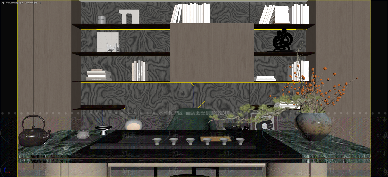 新中式酒店客房3D模型下载【ID:1234018991】