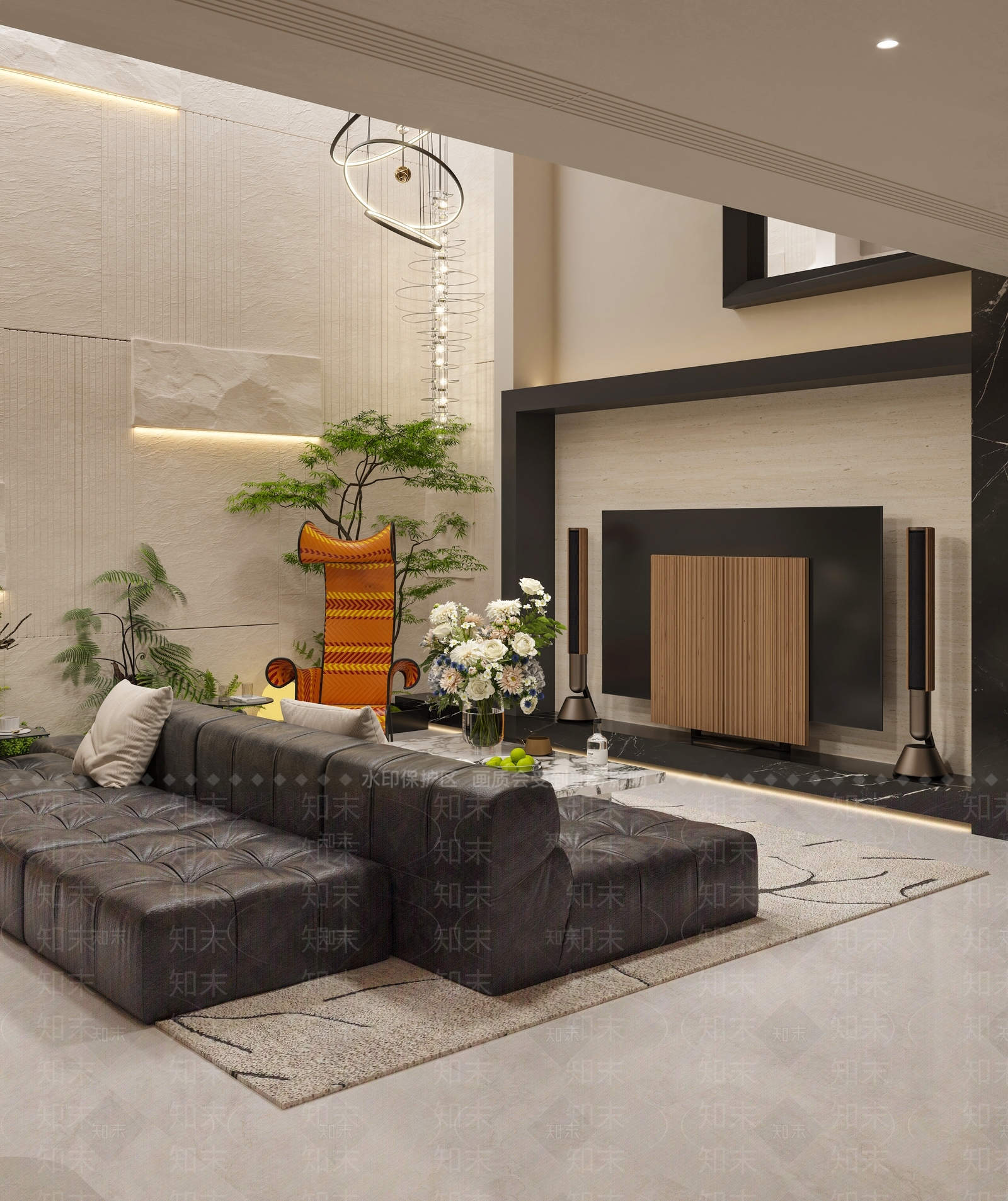 现代别墅客厅3D模型下载【ID:1234022125】