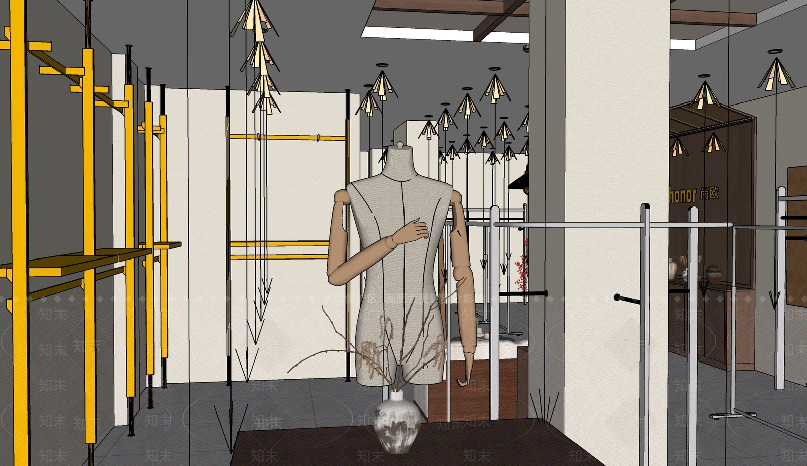 轻奢服装店SU模型下载【ID:1234025141】
