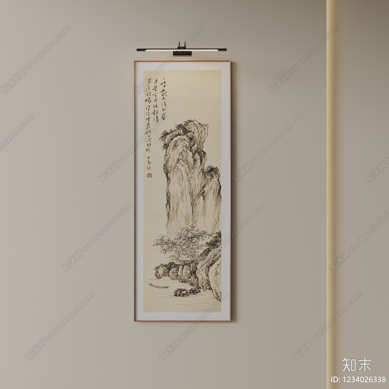 新中式山水画SU模型下载【ID:1234026338】