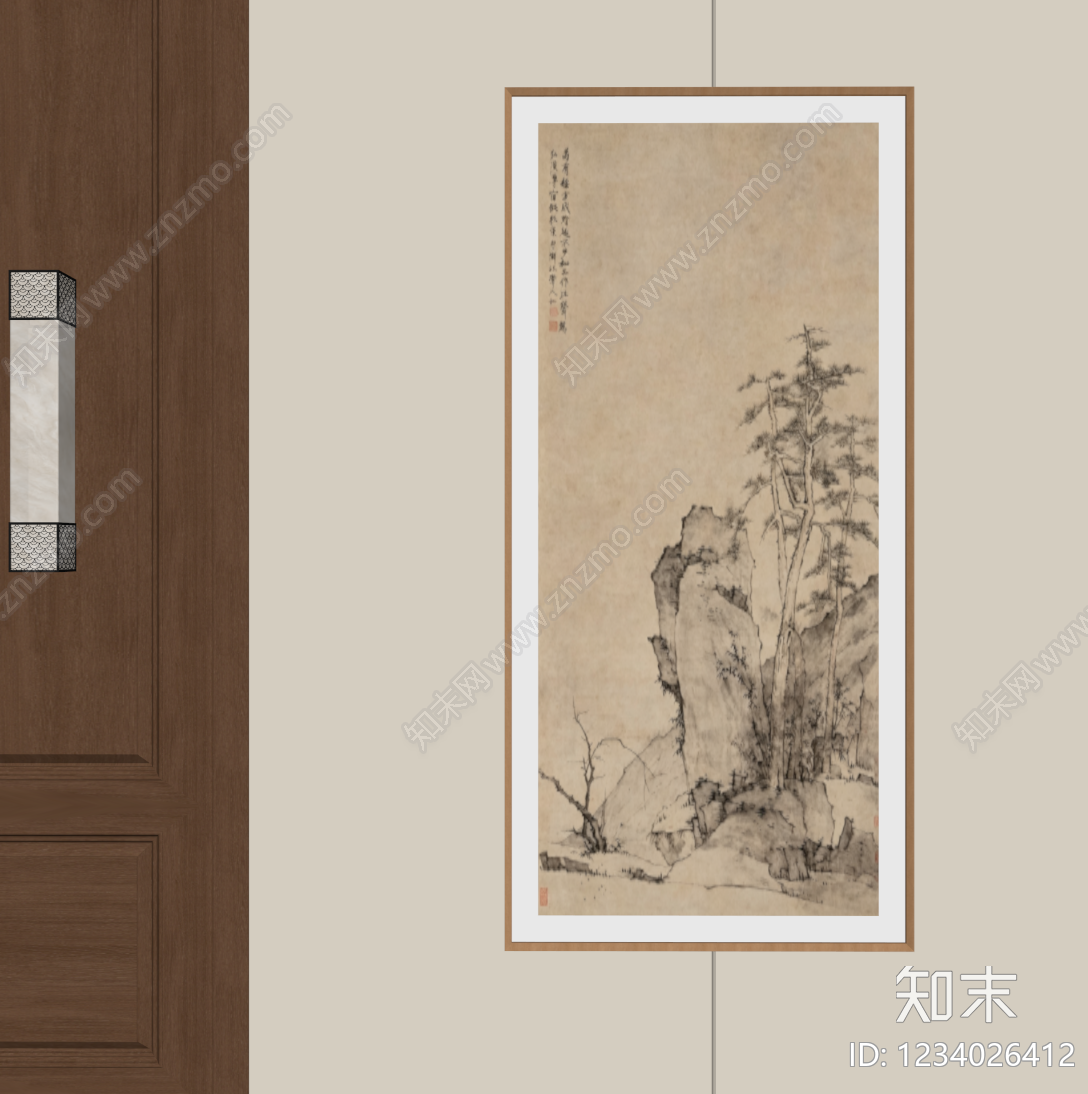 新中式山水画3D模型下载【ID:1234026412】
