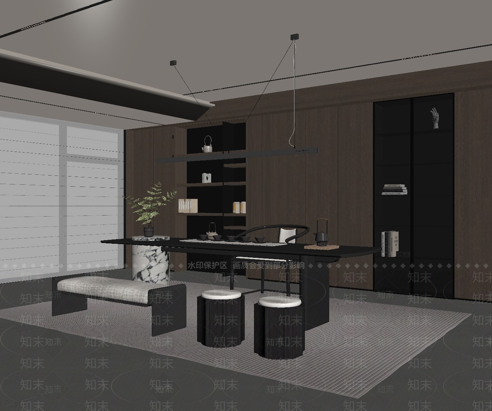 新中式茶室3D模型下载【ID:1234027398】