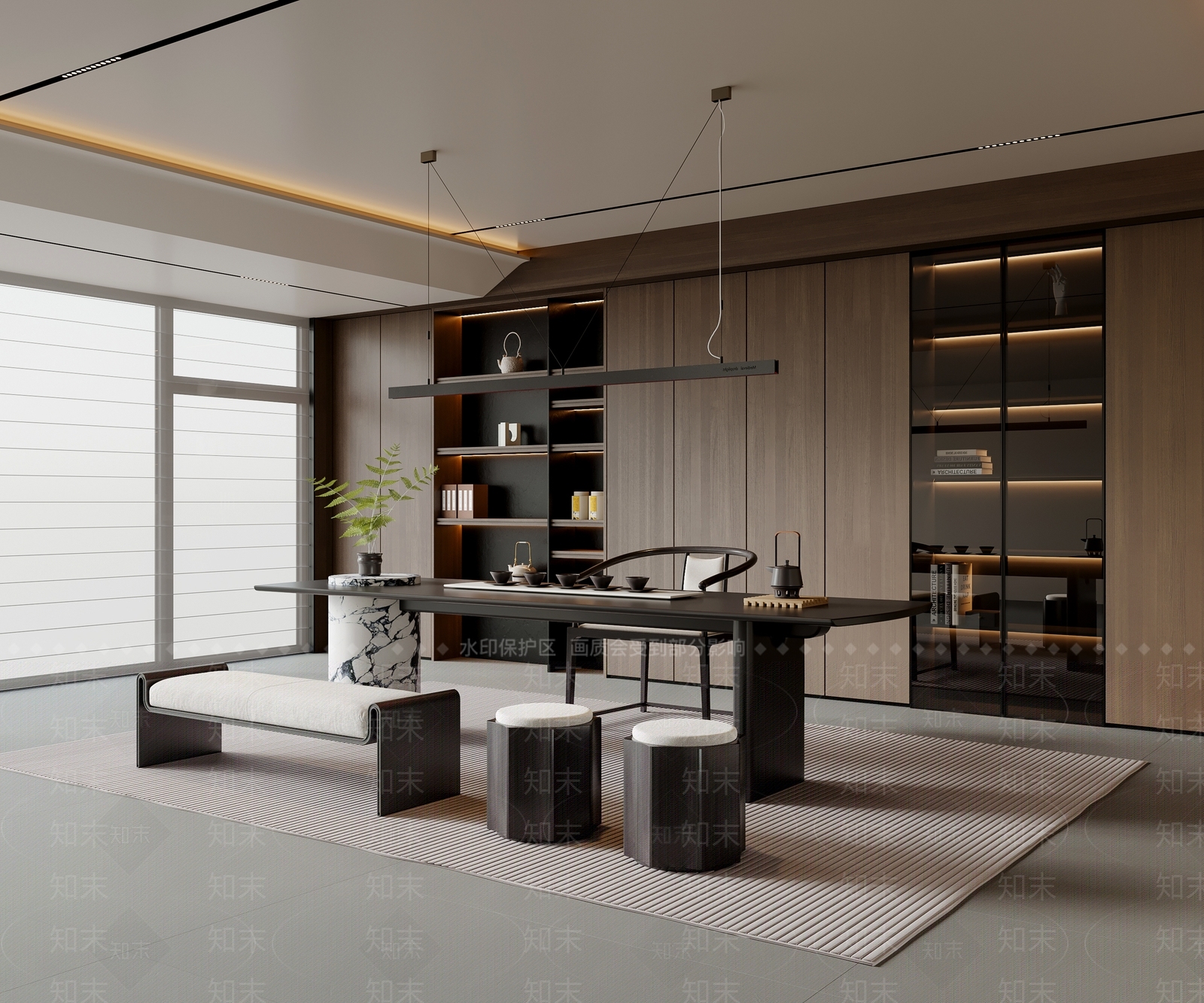 新中式茶室SU模型下载【ID:1234027471】