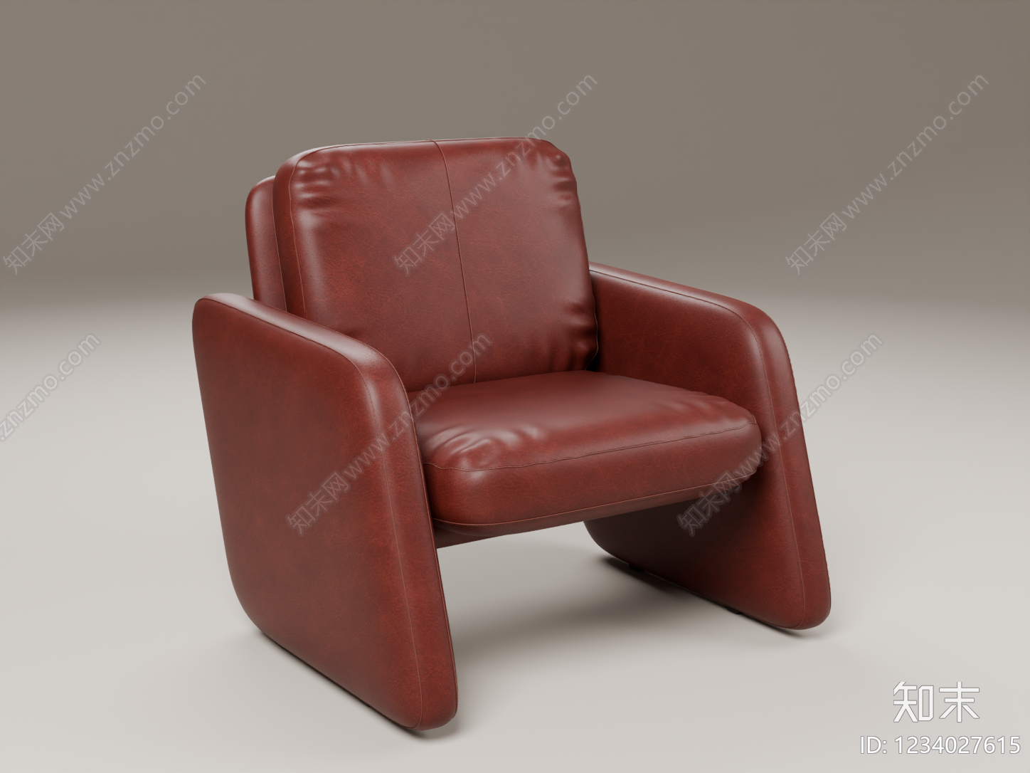 现代简约单人沙发3D模型渲染效果图