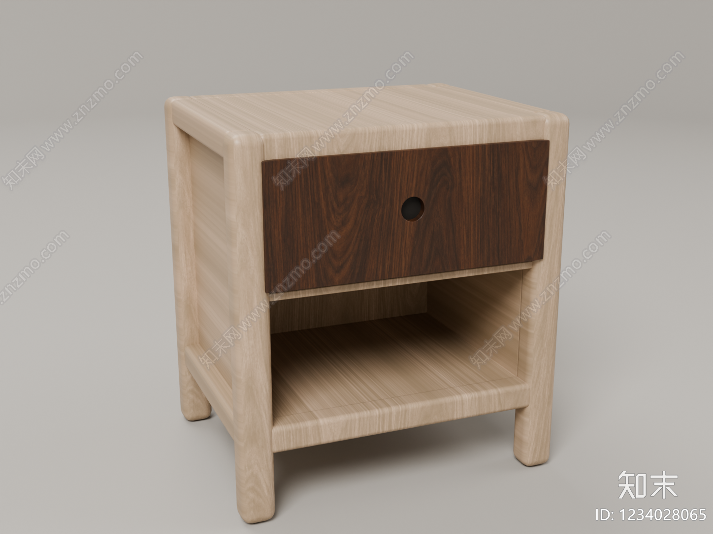 原木风床头柜3D模型下载【ID:1234028065】