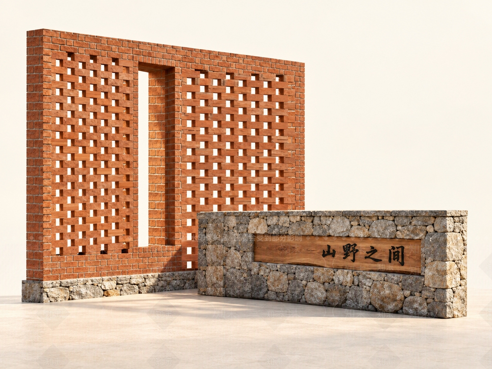 侘寂景墙SU模型下载【ID:1234030416】