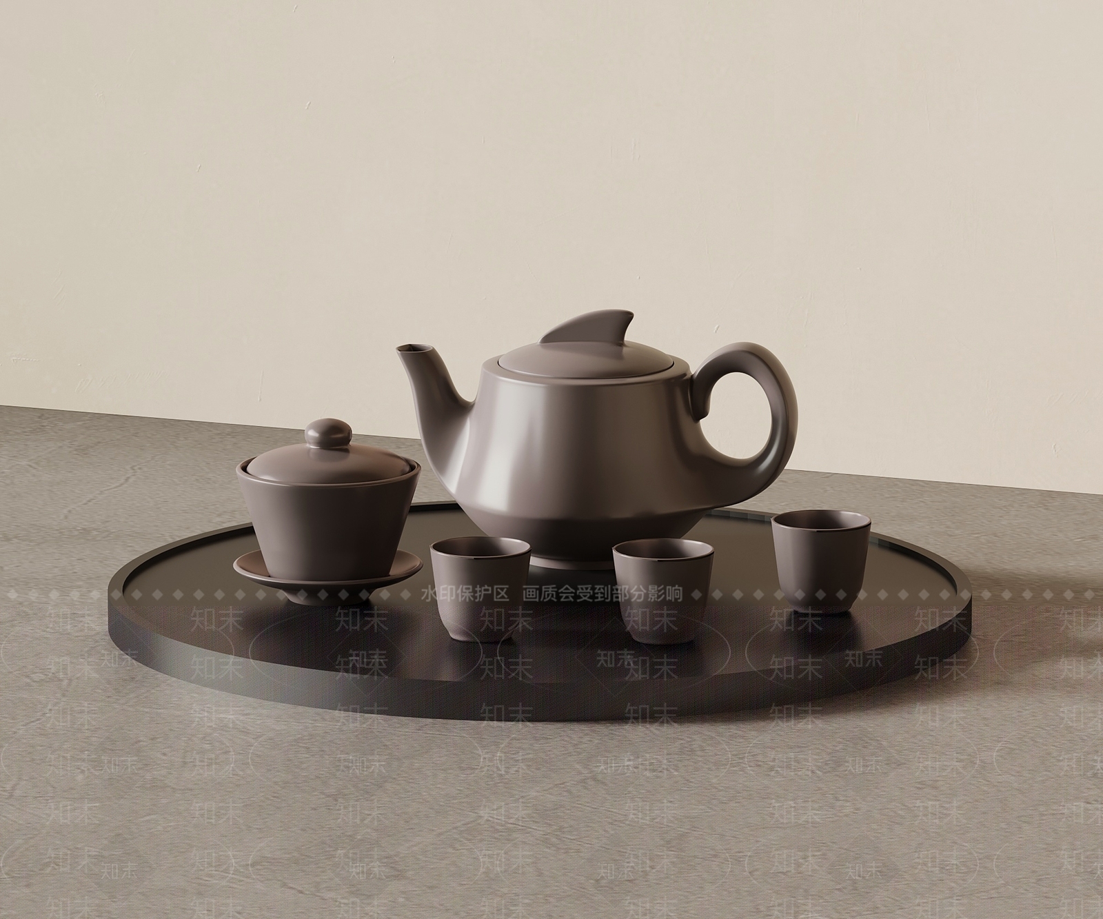 新中式茶具SU模型下载【ID:1234030428】