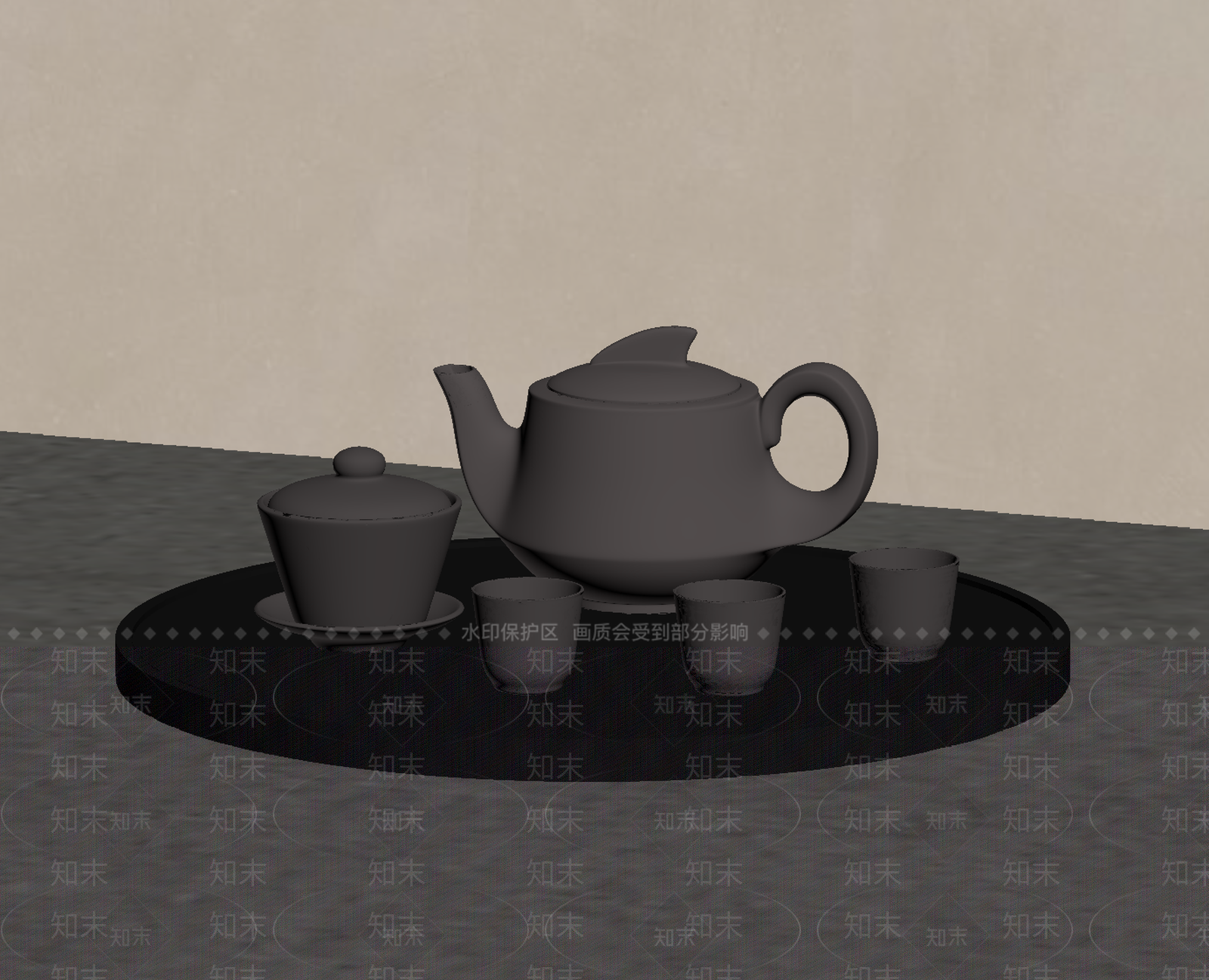 新中式茶具SU模型下载【ID:1234030428】
