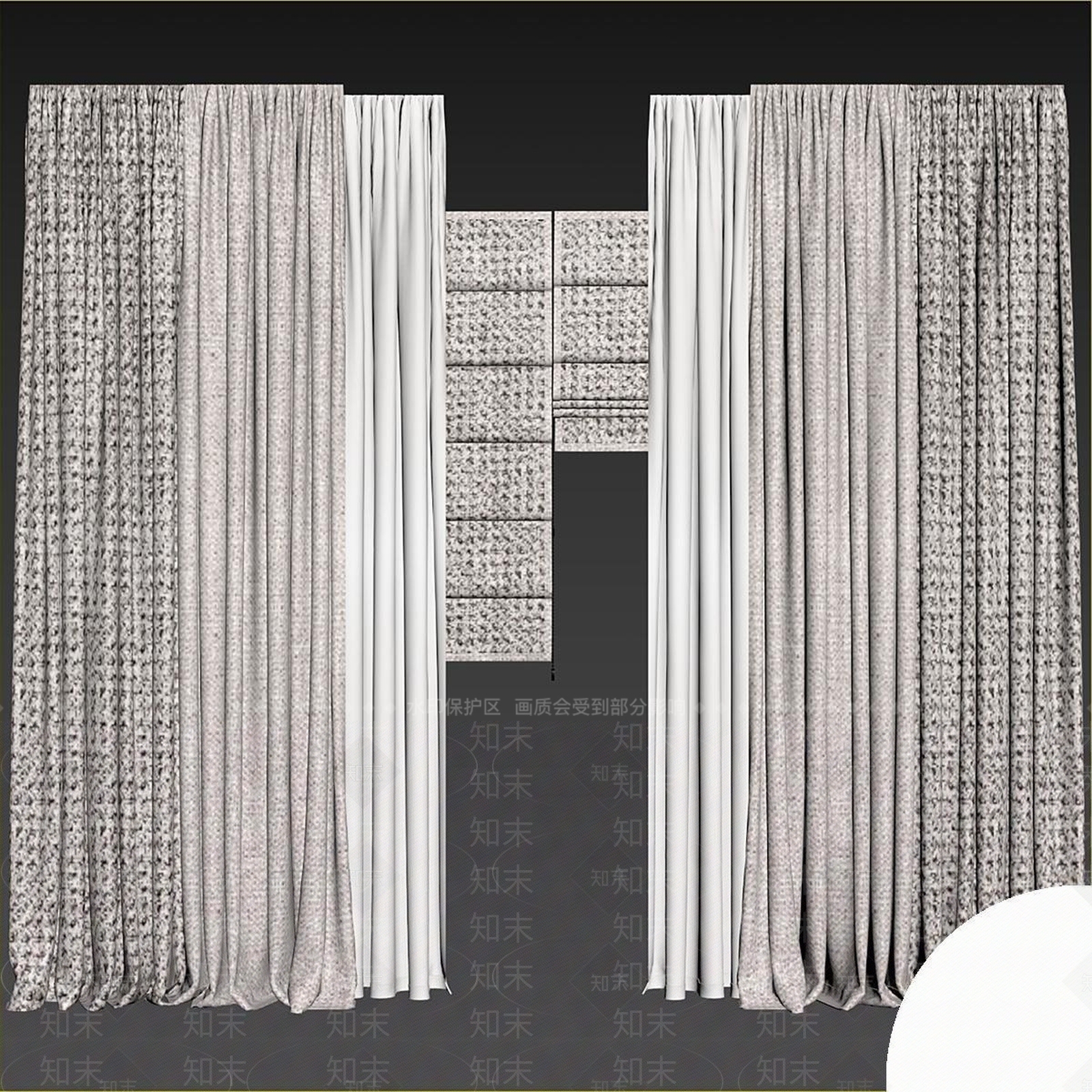 现代简约香格里拉帘3D模型下载【ID:1234030899】
