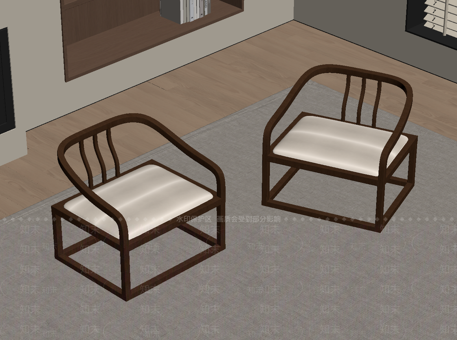 新中式休闲椅SU模型下载【ID:1234030954】