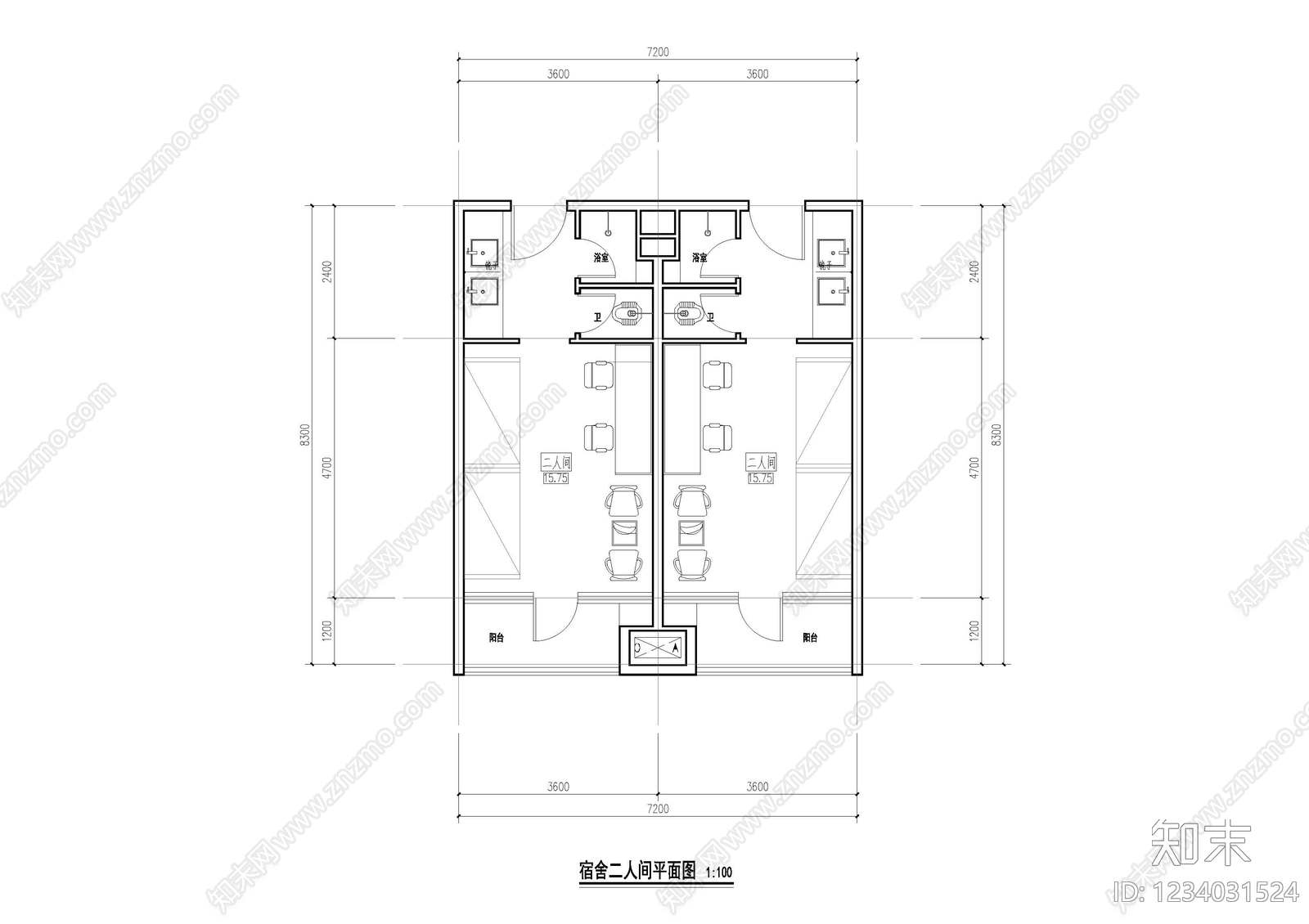 公寓建筑cad施工图下载【ID:1234031524】