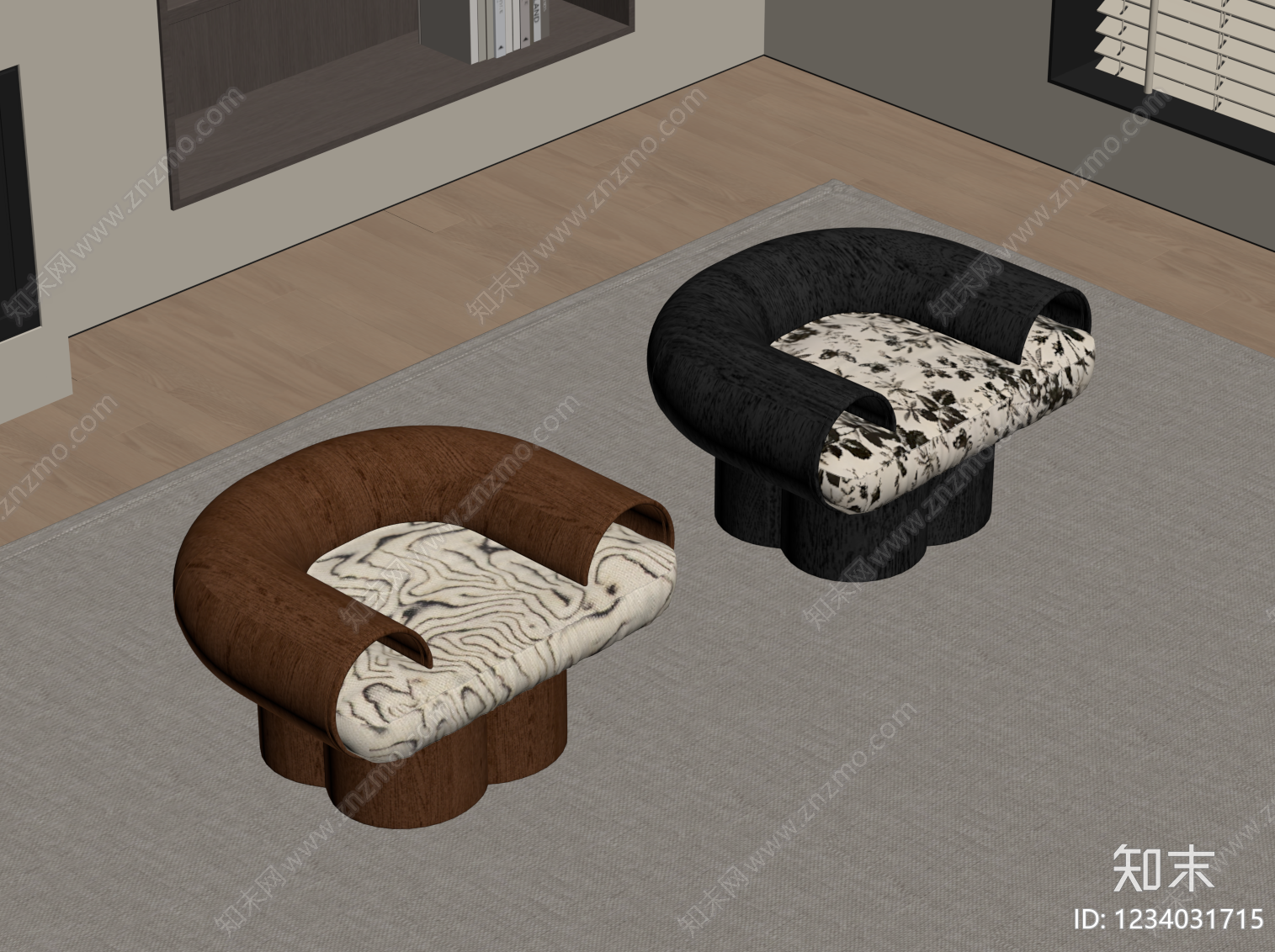 中古风休闲椅3D模型下载【ID:1234031715】