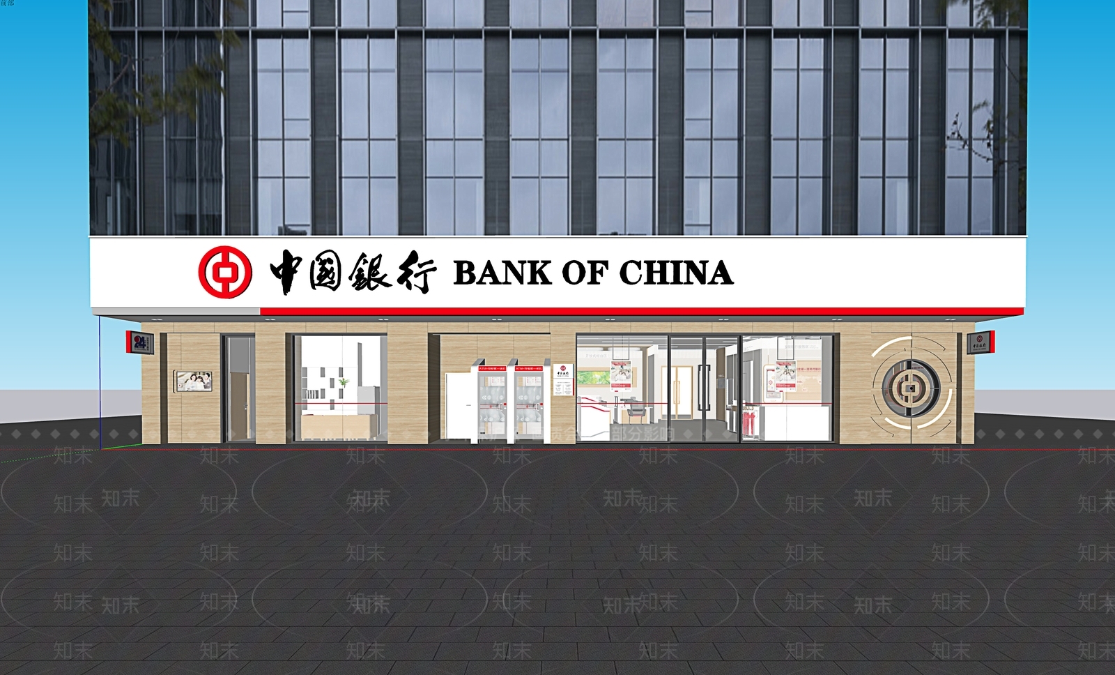 现代简约银行SU模型下载【ID:1234032002】