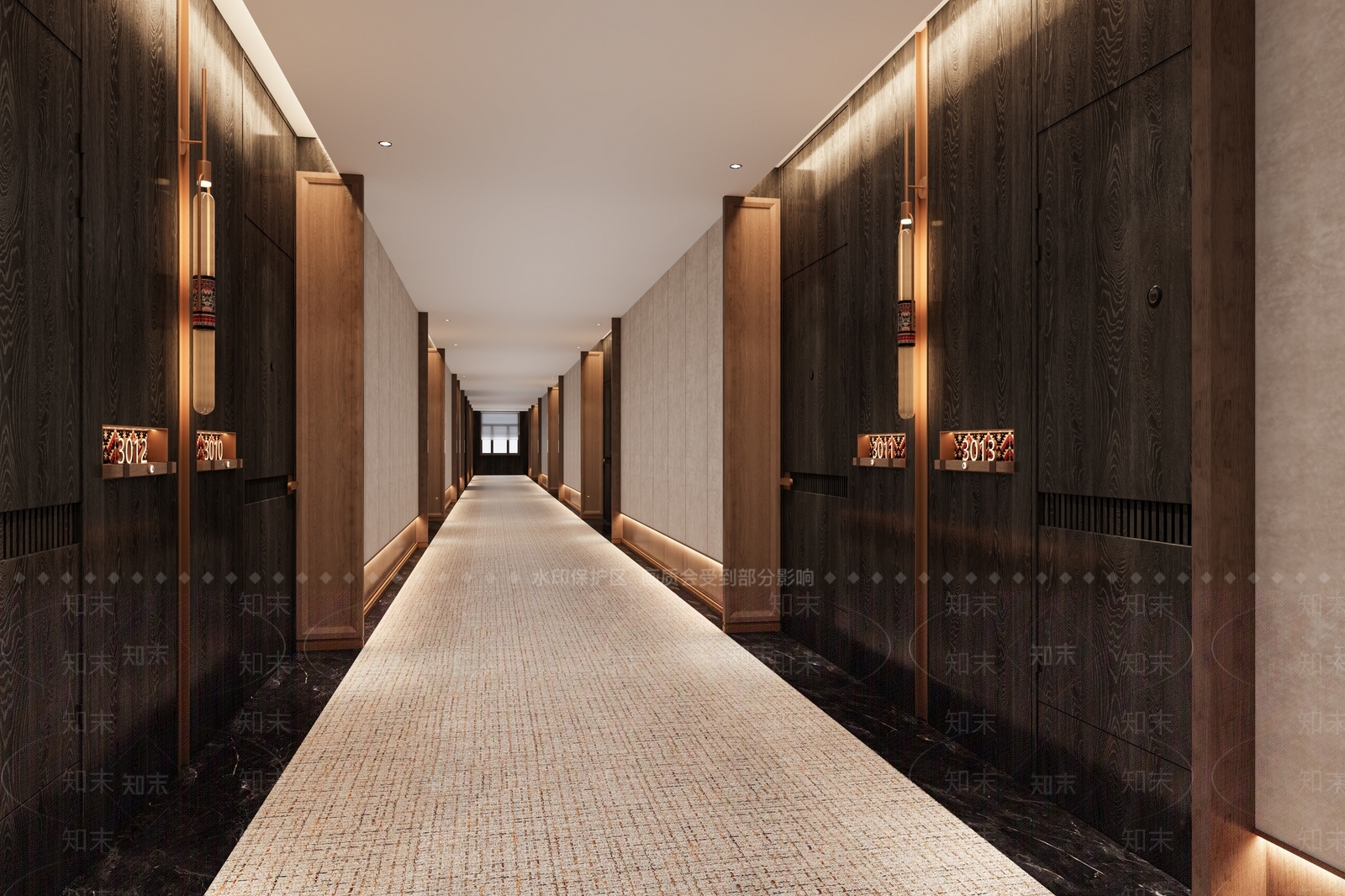 轻奢酒店走廊3D模型下载【ID:1234032230】