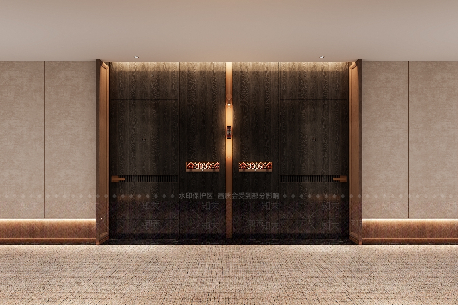 轻奢酒店走廊3D模型下载【ID:1234032230】