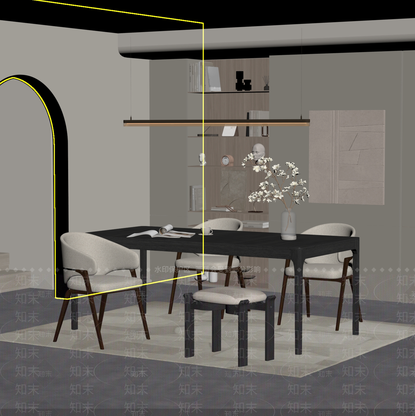 意式极简家居餐厅3D模型下载【ID:1234032314】