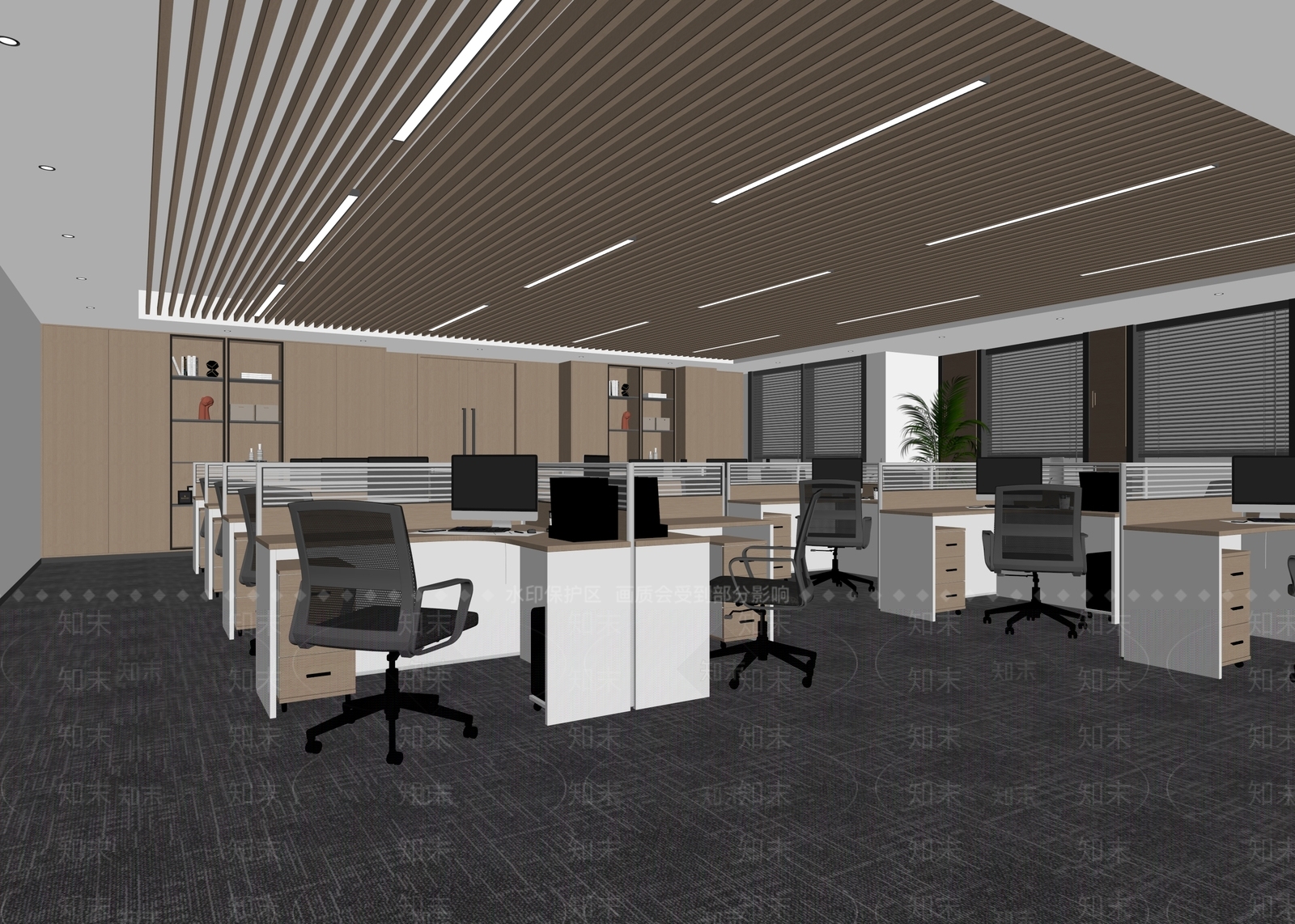 现代简约办公区3D模型下载【ID:1234032425】