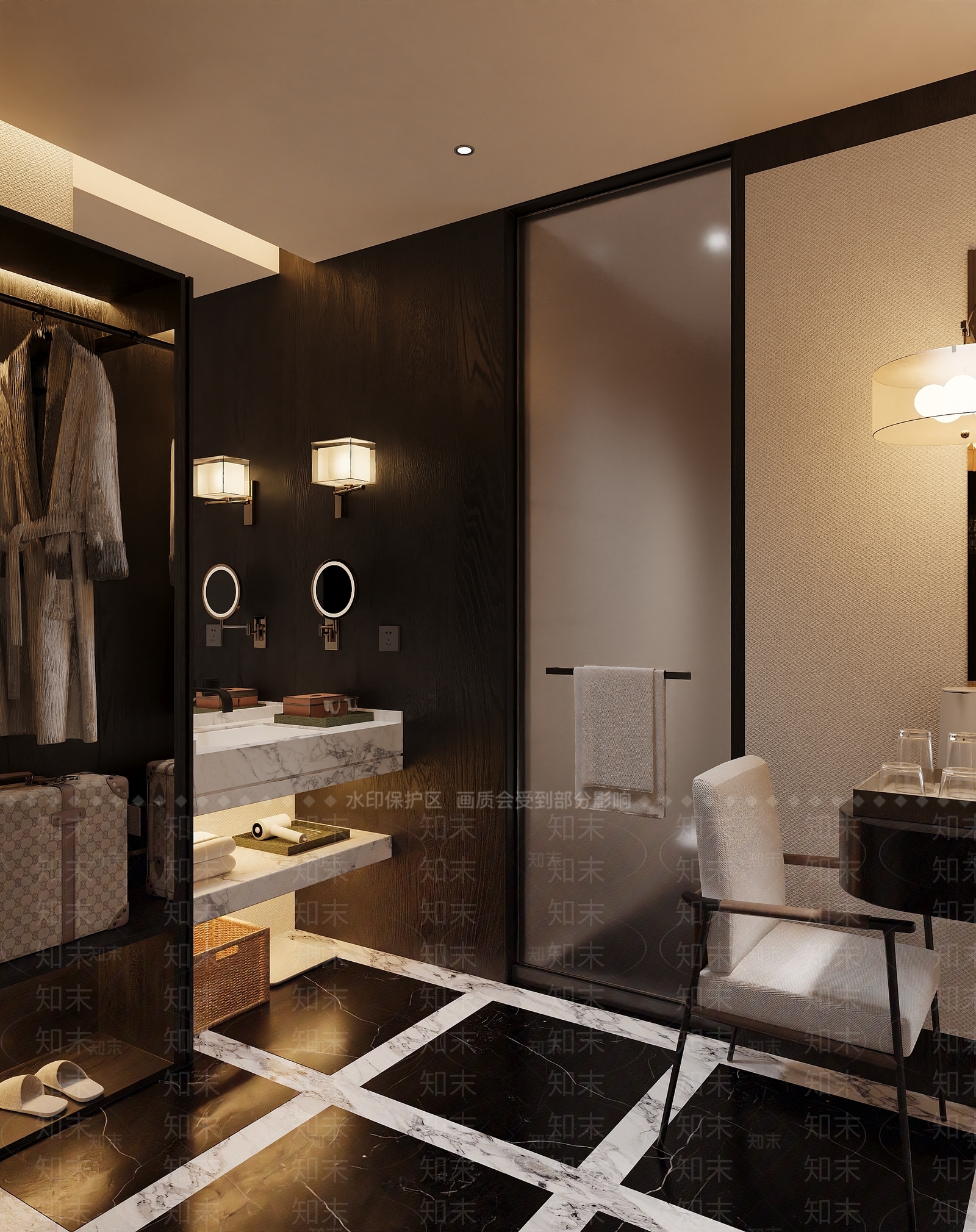 现代简约酒店客房3D模型下载【ID:1234032744】