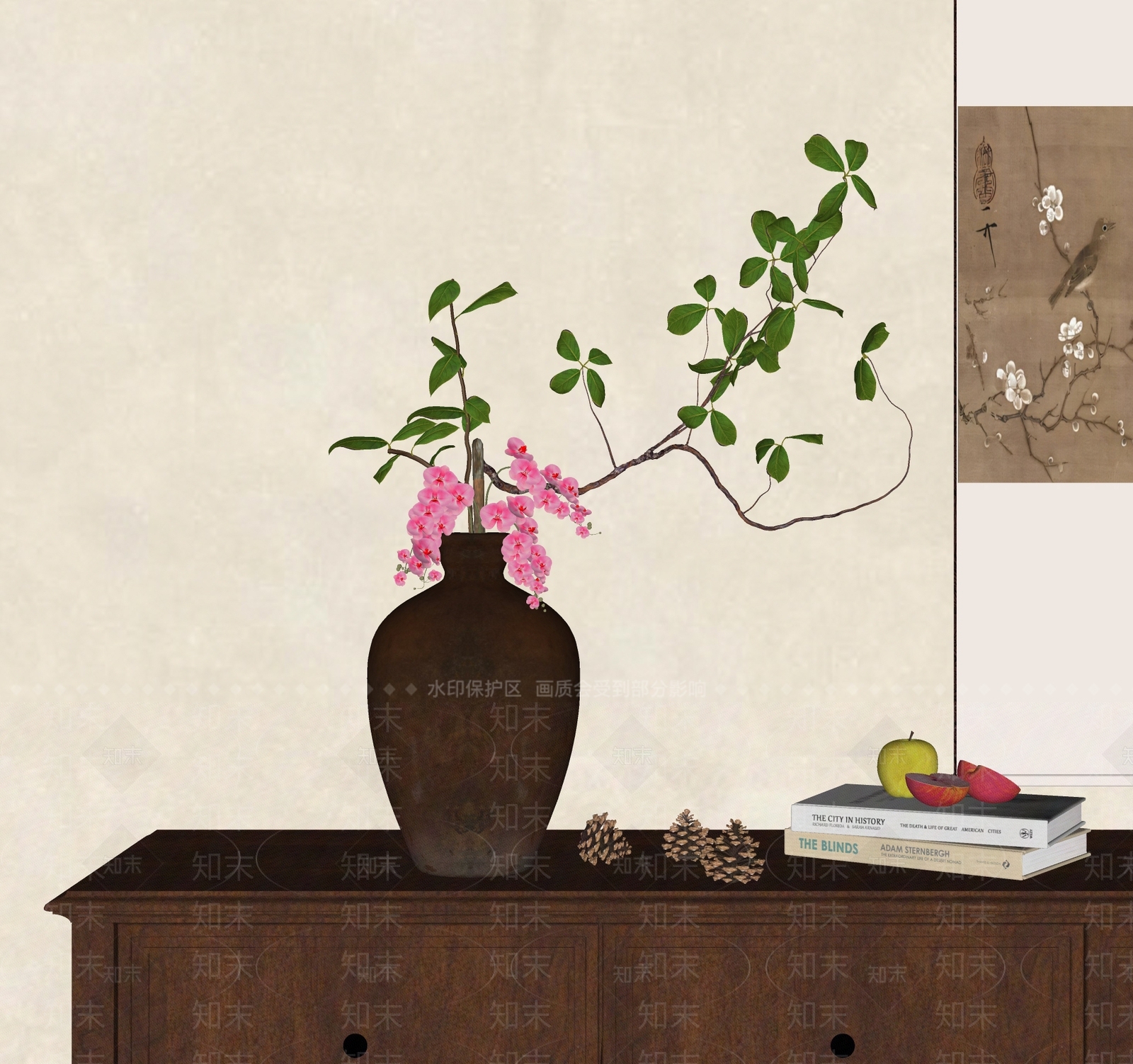 新中式花艺SU模型下载【ID:1234032629】