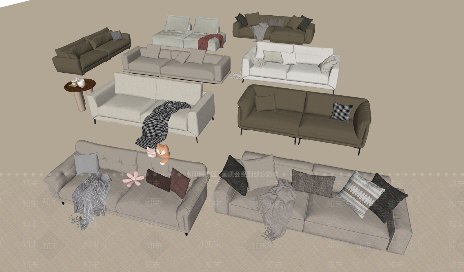 奶油风双人沙发3D模型下载【ID:1234034756】