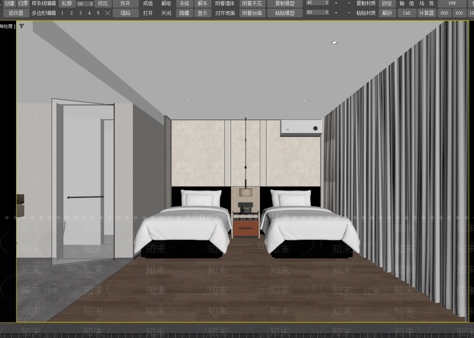 现代简约酒店客房3D模型下载【ID:1234033442】